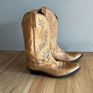 vintage 90s DAN POST buttery brown Leather Cowboy Western Boots 10 D pull on